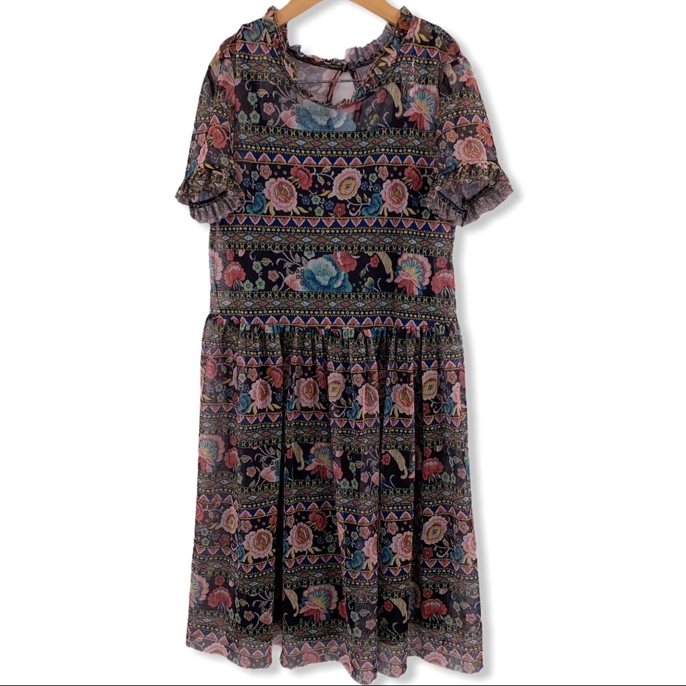 Art Class floral sheer‎ overlay dress L 10/12
